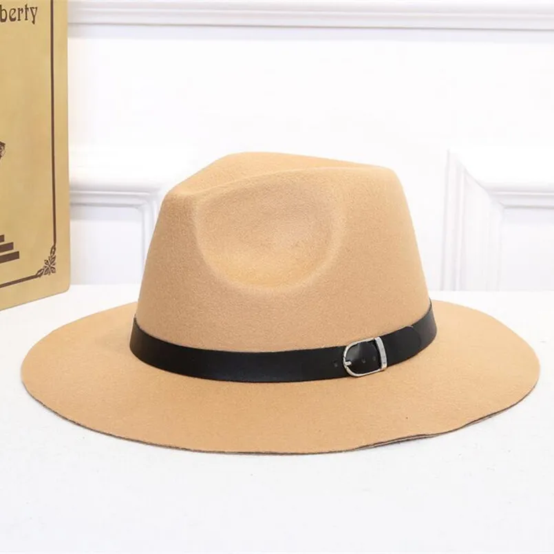 Бесплатная доставка Шляпа Fedora для женщин и мужчин шерсть с широкими полями