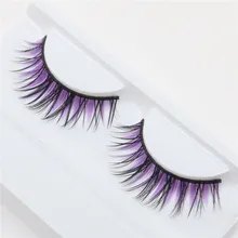 1 пара натуральные волокна обнаженные макияж праздник мода фиолетовый сцена накладные ресницы