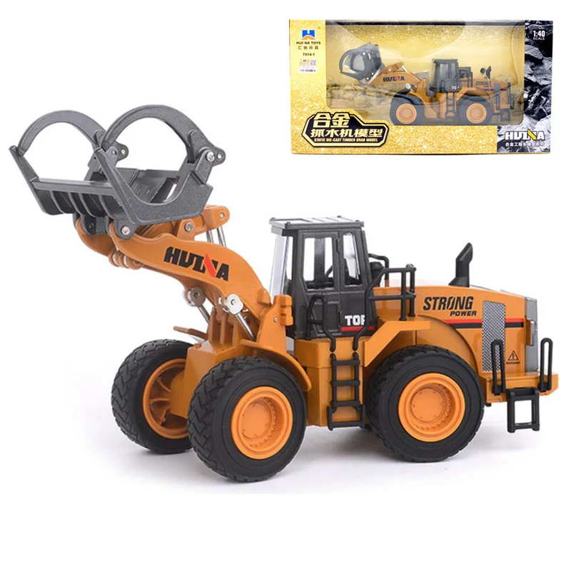 

HUI NA TOYS 1:40 Grab Wood Truck Toy Simulation Static Alloy Construction Trucks Model Toys For Boys Gift