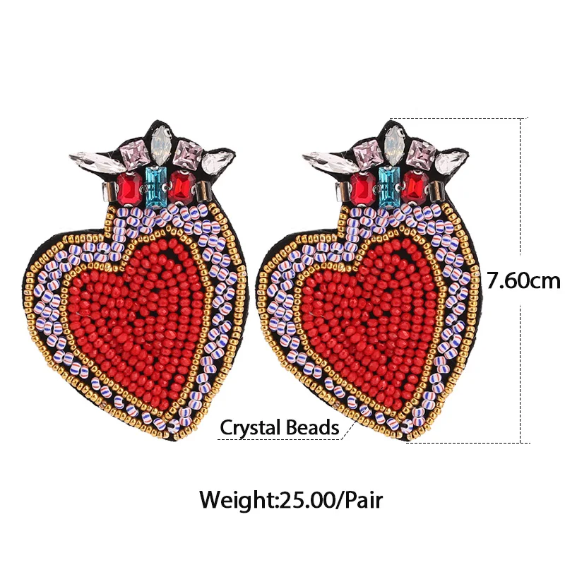 Sehuoran серьги-гвоздики для женщин хрустальные бусины ручной работы модные ювелирные изделия серьги Oorbellen Boho сердце свадебные серьги