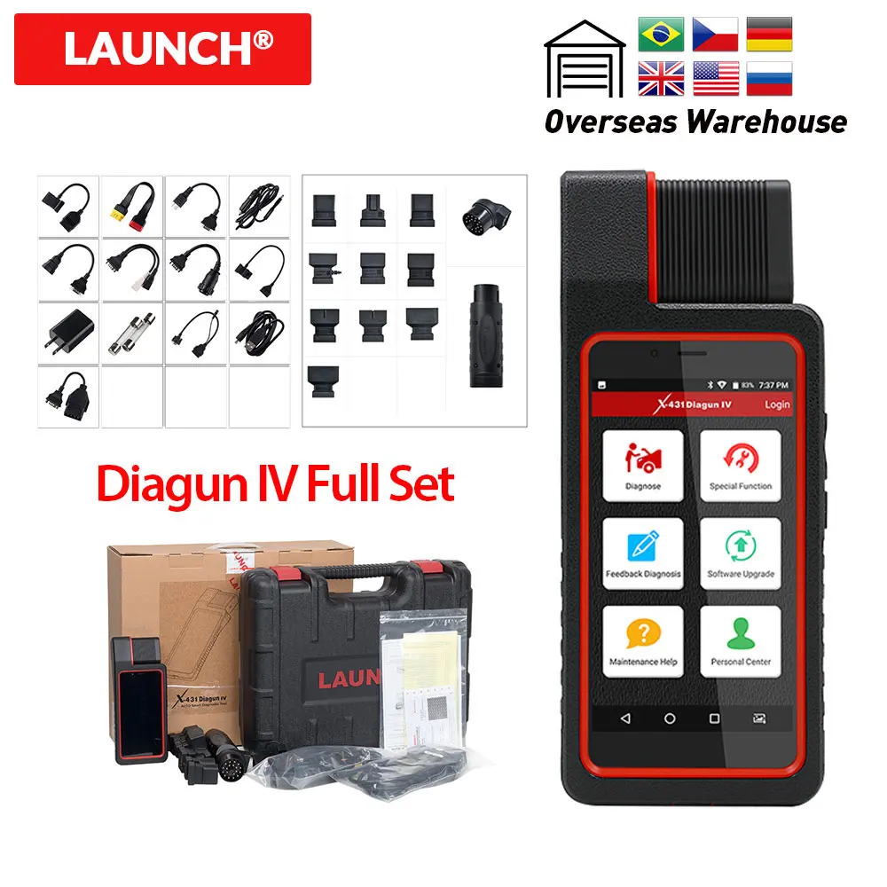 

Launch X431 Diagun IV with full adapters 2 years Free Update Diagun IV full system auto car OBD2 Diagnostic Tool