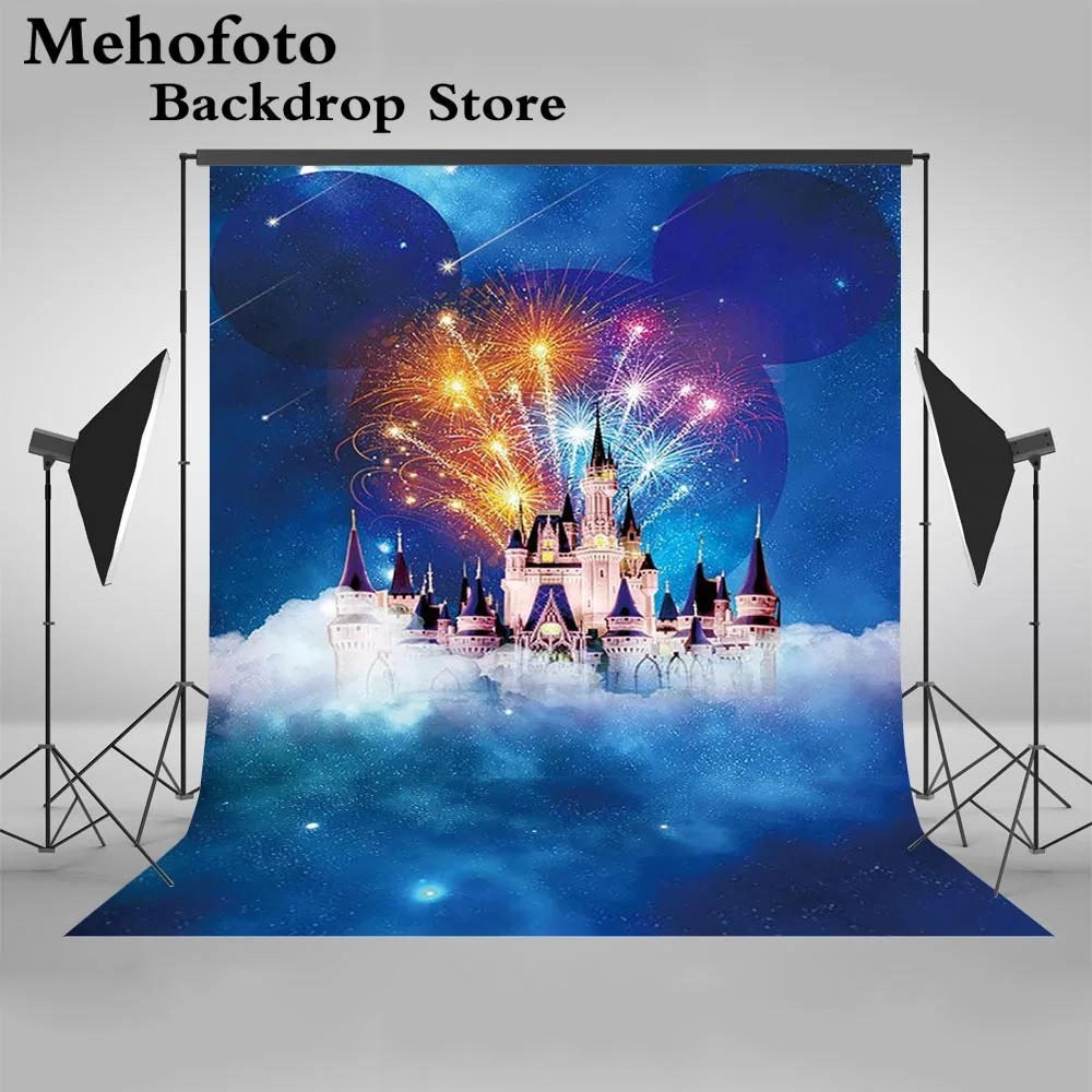 

Mehofoto Fantasy Castle Night City Photography Backdrops Firework White Cloud Backgrounds for Photo Studio Computer Printed