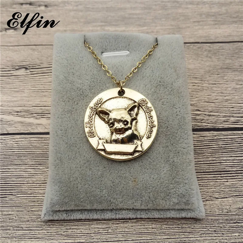 

Elfin New Vintage Retro Chihuahua Necklace High Quality Chihuahua Pendant Necklace Women Pet Dog Pendant Jewelry