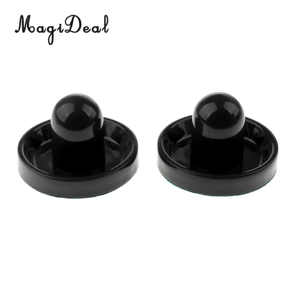 MagiDeal 2 Pieces Air Hockey Felt Pushers Goalie Handles Paddles Replacement Medium Black