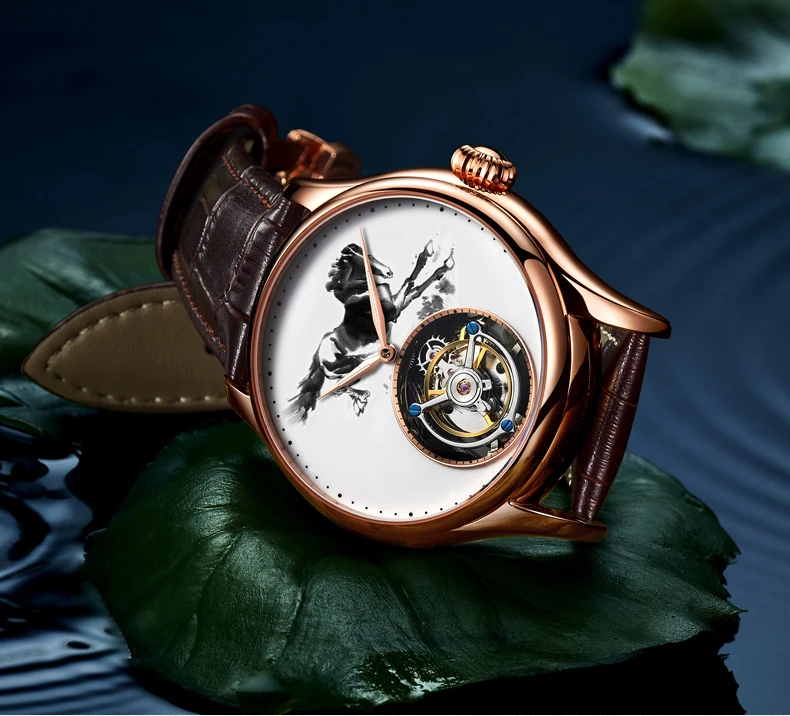 Tourbillon механические часы мужские Лидирующий бренд часы сапфировые зеркальные оригинальные ручные обмотки полый ход мужские т чернила лошадь часы Saat