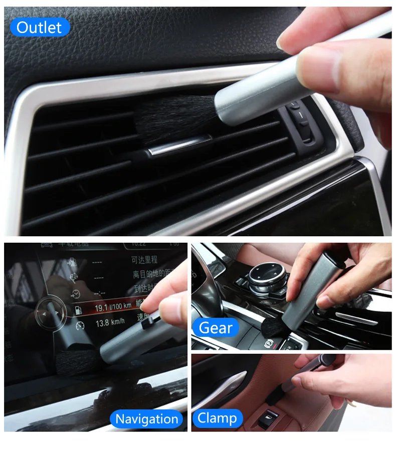 AMBERMILE Car Air-conditioning Outlet Cleaning Brush Air Outelt Vents Dusting Brush for Mini Cooper R56 F56 R50 R53 Accessories (3)