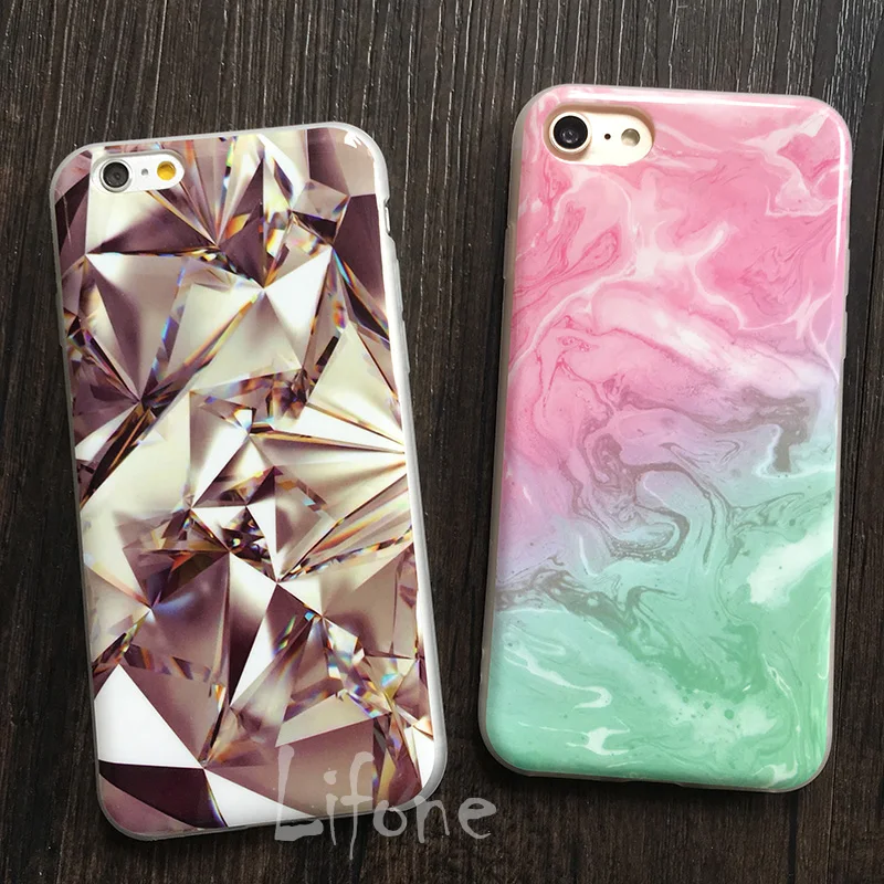 

Kerzzil Soft TPU Marble Phone Case For iPhone 7 6 8 Plus 5s SE Graffiti Triangle Painted Phone Cover Back For iPhone 6 7 8 6S 5S