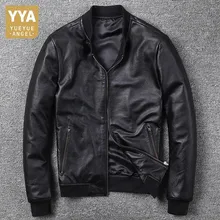 Черные из натуральной яловой кожи солнцезащитные очки-авиаторы Мужская куртка с воротником-стойкой и размера плюс 5XL натуральная кожа куртка-бомбер для мальчиков осенний шерстяной пилот пальто