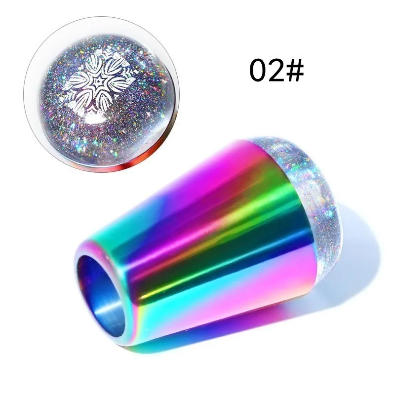 BluenessColor Manicure Seal Holographic Handle Nail Stamper Clear Silicone For Art Printing DIY Stamping ToolsJH754 | Красота и