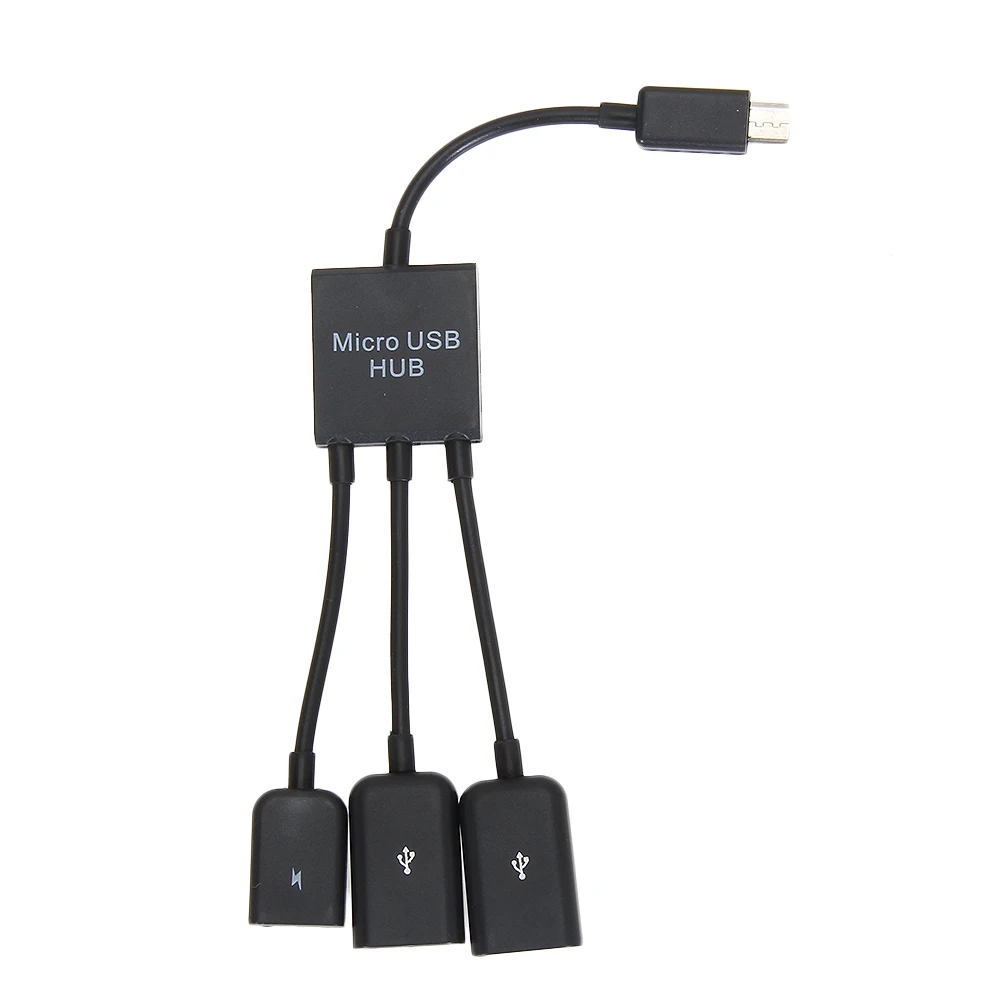 3 in1 Multi function Dual Micro USB Host OTG Hub Adapter Cable Male to