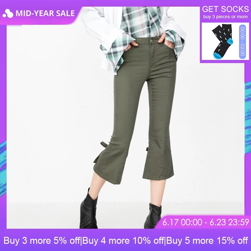 

ONLY Women's Spring & Summer Lace-up Stretch Flared Capri Pants |11816J542