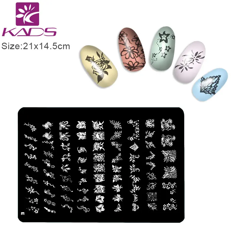 

KADS Design E Fashion Series steel nail Stamp Stamping Image Konad Plate Print Nail Art Template DIY Beautiful Flowers