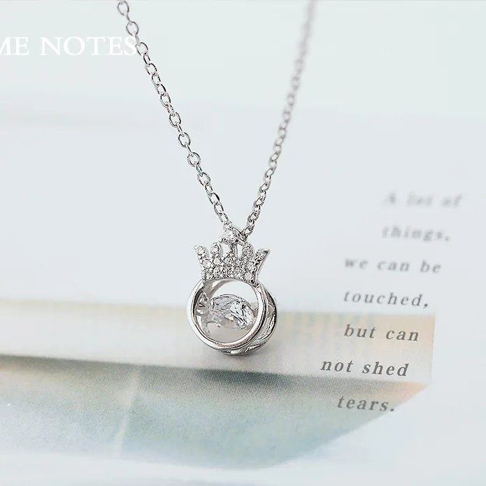 beat heart crown necklace women 100% 925 Sterling silver nacklace Jewellery Clavicle chain pendant charms