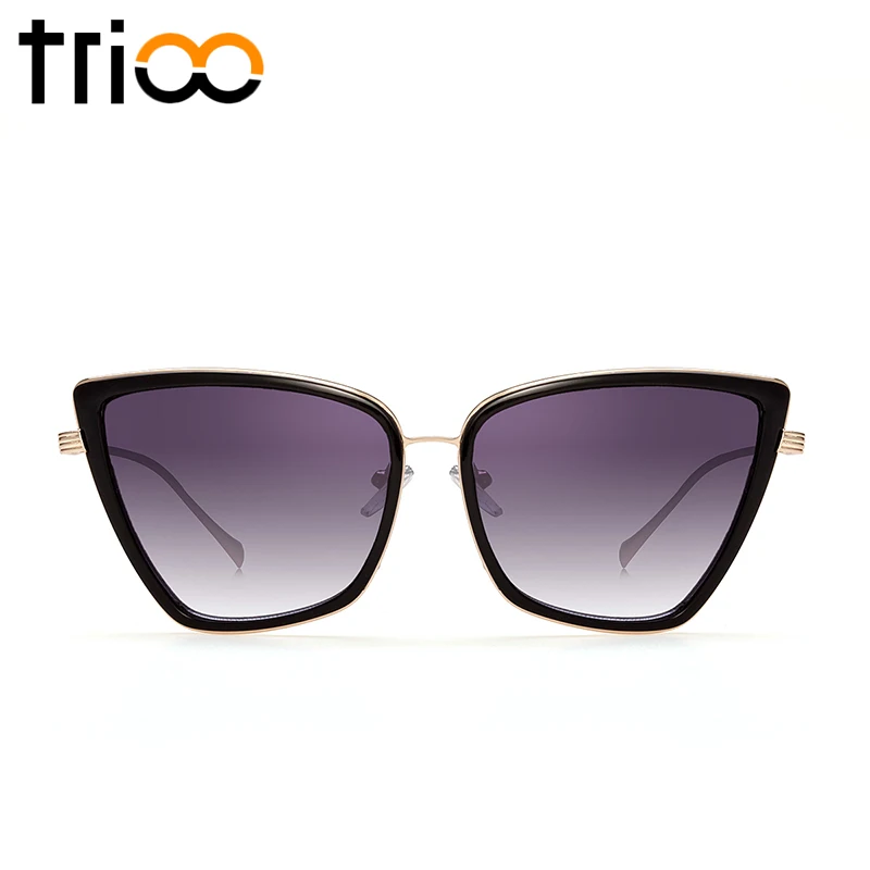 TRIOO Gradient Lens Ladies Sunglasses Brand Cat Eye Shades Elegant Big