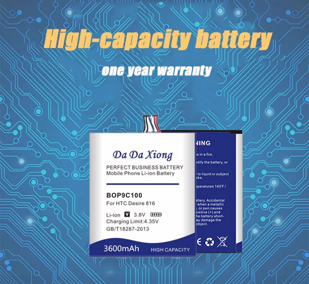 Da Xiong 3600mAh BOP9C100 литий-ионный аккумулятор для телефона htc Desire 816 800 D816W D816 A5 816t 816v 816e аккумулятор для мобильного телефона