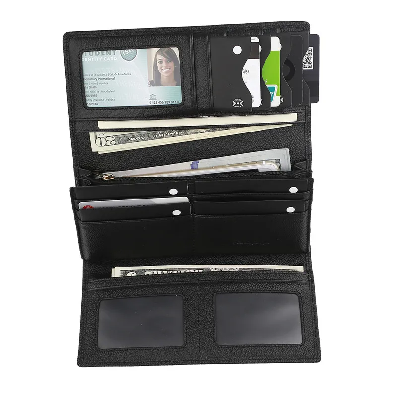 Full Grain Leather Secure RFID Wallet Ladies Anti Theft