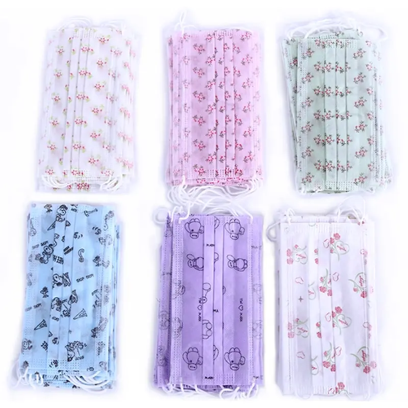 

1/5/10Pcs Child Kids Disposable Anti Dust Mouth Mask Cartoon Printed 3 Layers Non-Woven Medical Earloop Respirator Cover