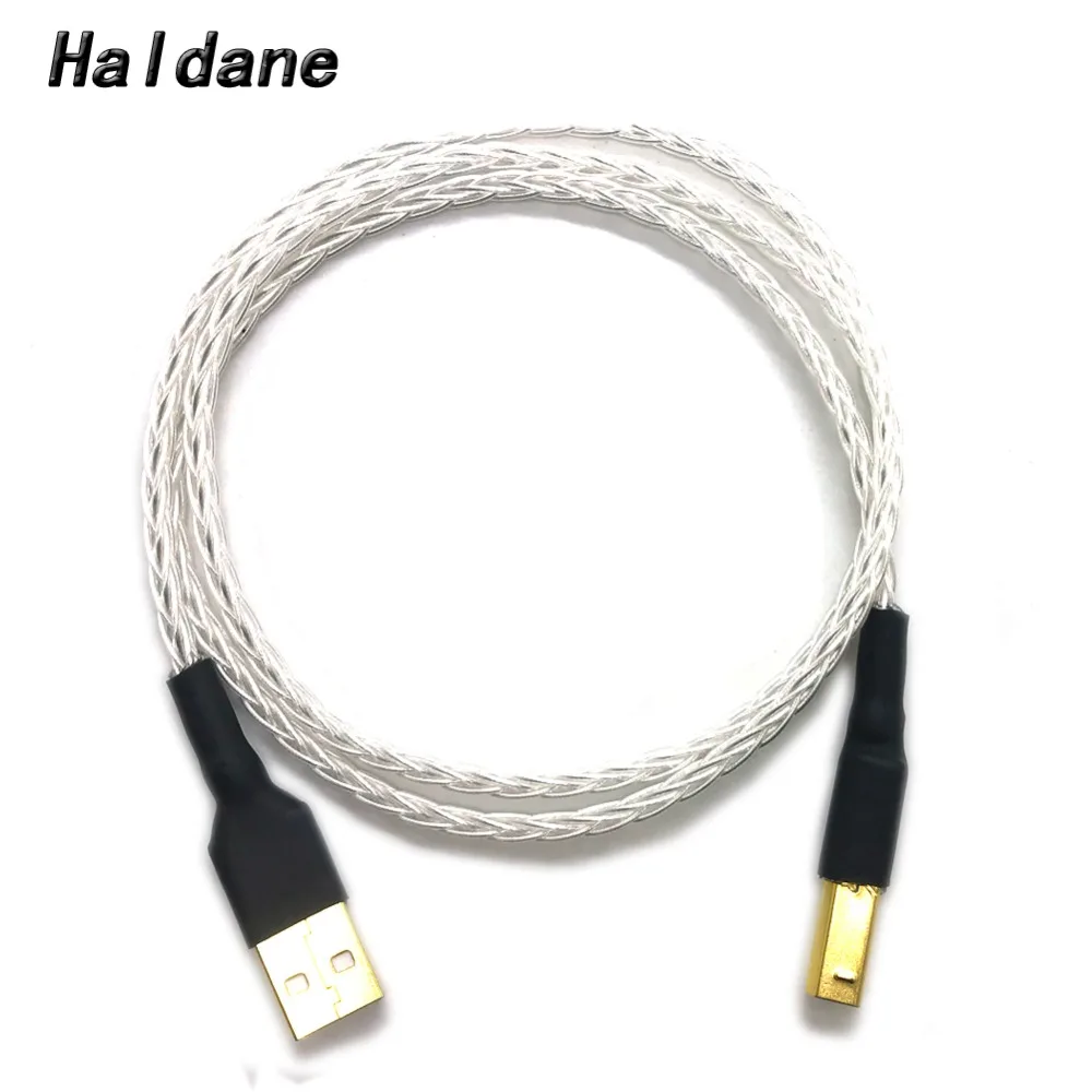 Haldane 8 ядер Twist 7N OCC Посеребренная оплетка USB 2,0 type A to B Мужской Соединительный кабель для подключения кабеля