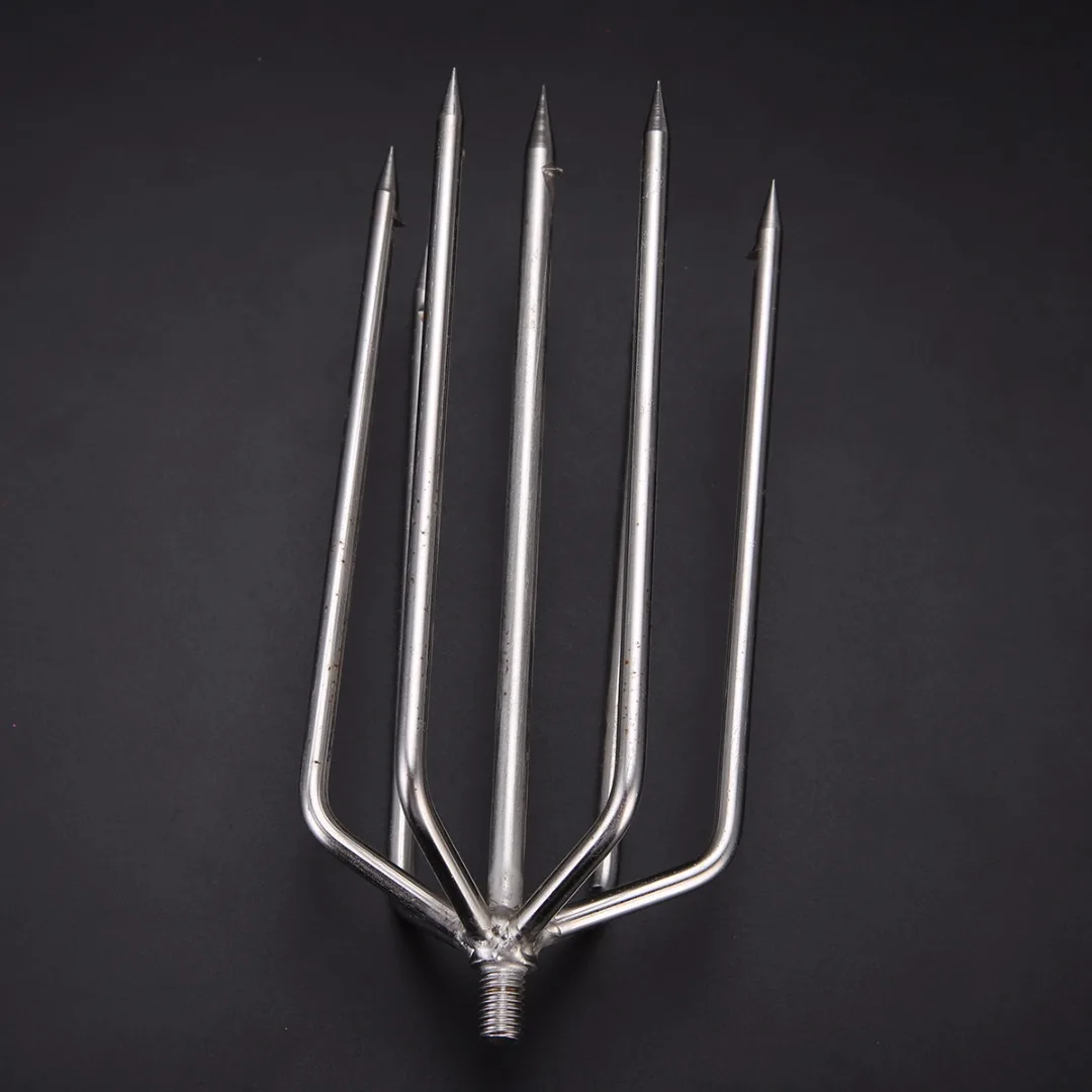 Stainless Steel 7 Prong Harpoon Fish Spear Fork Fishing Ice Breaker Silver Diving Spear Gun Gig Fork Fishing Tackle