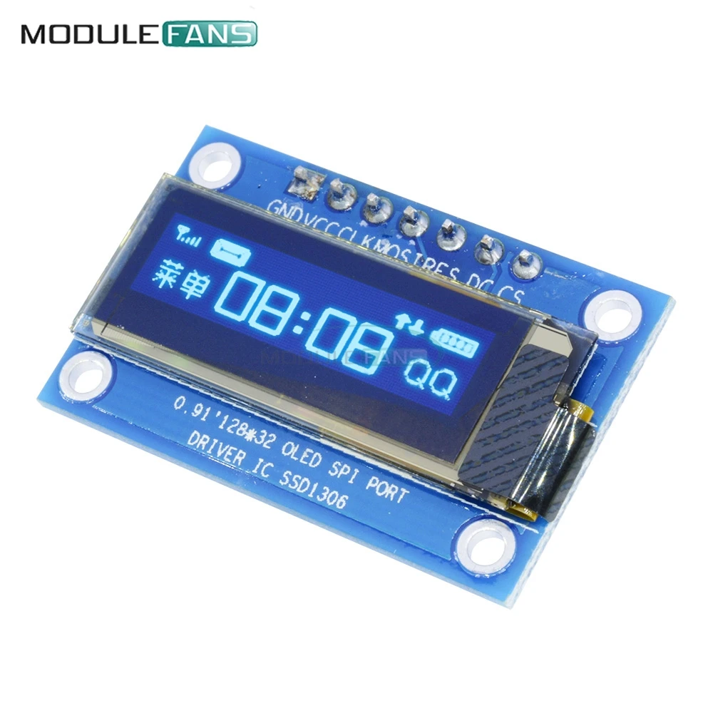 0,91 дюймов SPI 128x32 12832 белый/синий цифровой OLED ЖК-дисплей Дисплей DIY модуль SSD1306 Драйвер IC DC 3,3 в-5 в для Arduino PIC доска "сделай сам"