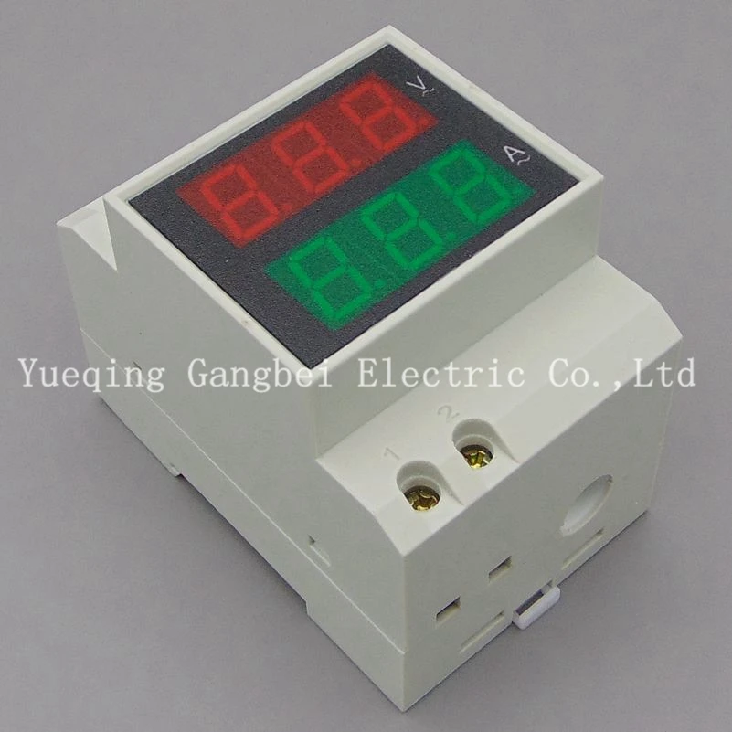 D52 2042 Din rail двойной светодиодный дисплей измеритель напряжения и тока рейка