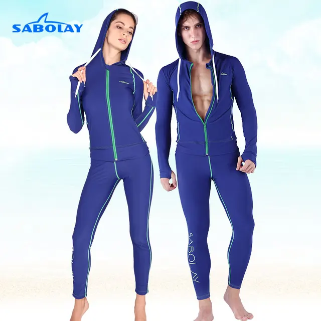 US $21.46 SABOLAY Women men Lycra Elastic Cardigan Rashguard surf zipper Shirts Lovers Style Swim Rash Guards
