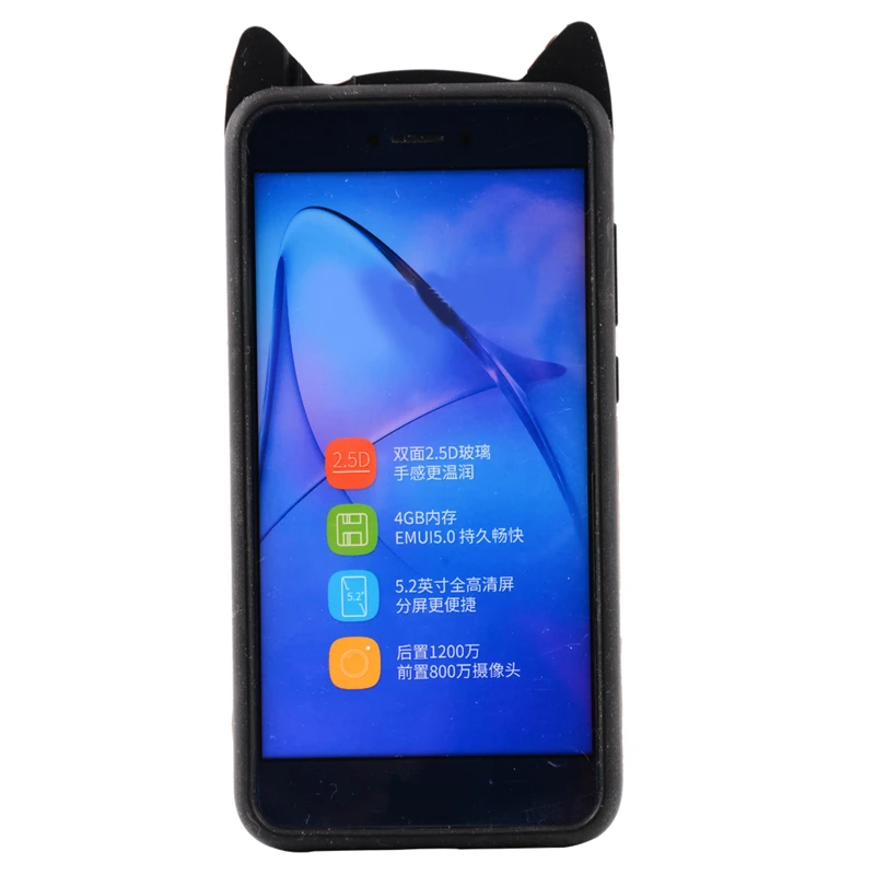 Cat Phone Case For Huawei P8 Lite 2017 Case P9 lite Cover 3D Cute Cartoon Silicone TPU Black Cat Ear Case For HuaweiP8 lite Capa (11)