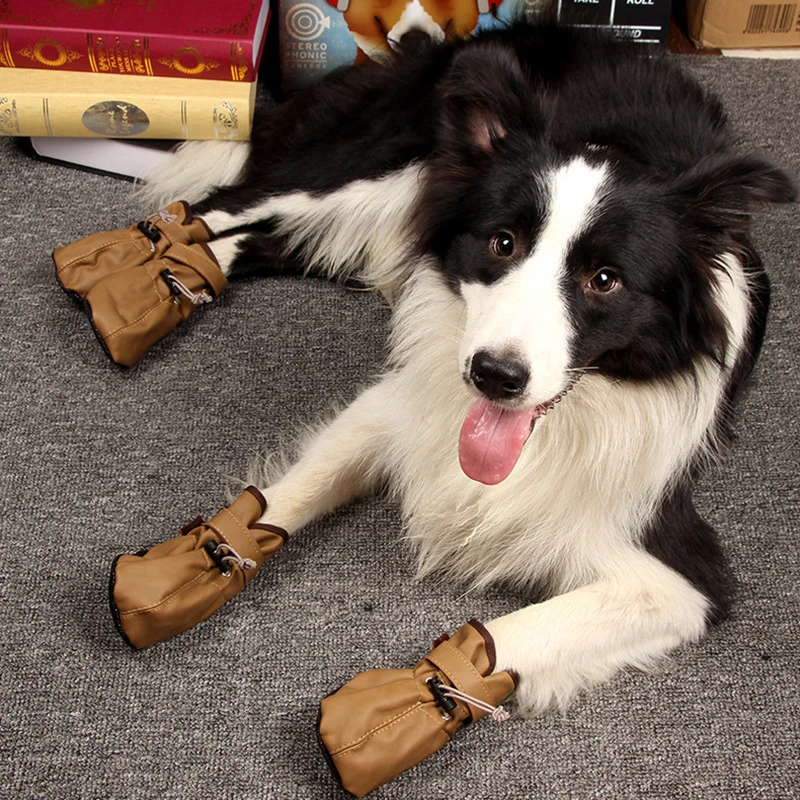

Large Big Dog PU leather Sport Shoes Winter Waterproof Pet Dog Puppy Martin Boots Non-slip Pitbull Golden Retriever Home Shoes