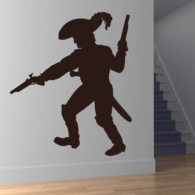 DCTOP Figure Printed Pirate With Gun Wall Decal Vinyl Removable Living