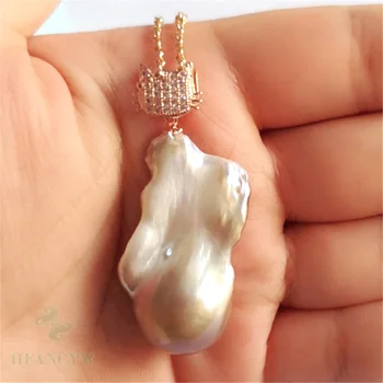 

19x37mm Natural Multi-color Baroque Pearl Necklace 18 inches Cultured Hang Real Chain Women Flawless