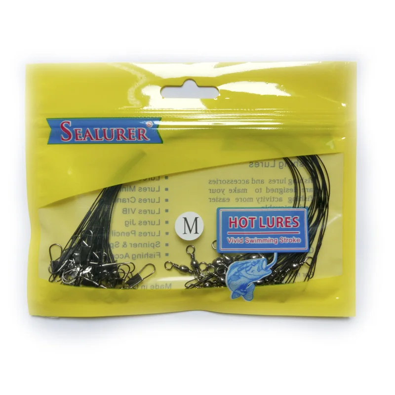 

20pcs/lot Anti-bite Fishing Lead Fishing Line Wire Leader Tippet with Spin Swivel Connector Lure Tracer Accessory