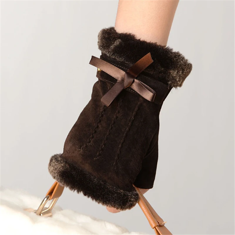 Gants en cuir véritable daim Mode femmes Fashion