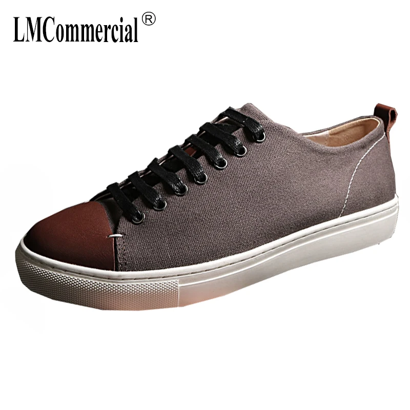 

Spring and summer men's canvas shoes breathable color casual men shoes all-match cowhide breathable sneaker Leisure shoesmale