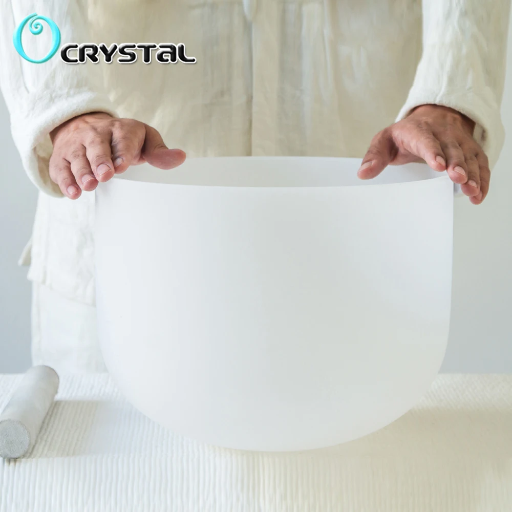 

8inch Note Perfect Sound C/D/E/F/G/A/B Chakra Frosted Quartz Crystal Singing Bowl 8" Meditation + Suede Sticker included