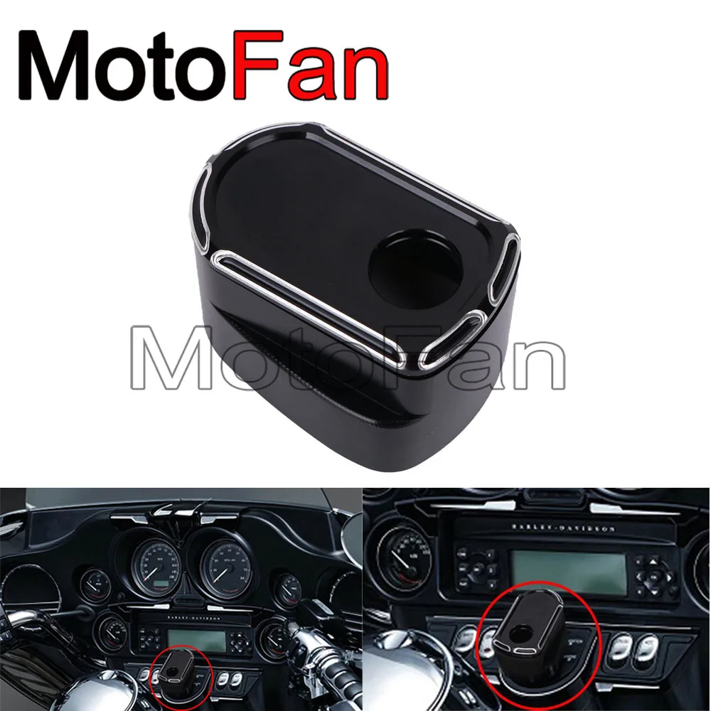 Custom Engraving Motorcycle Ignition Switch Cover Black For Harley