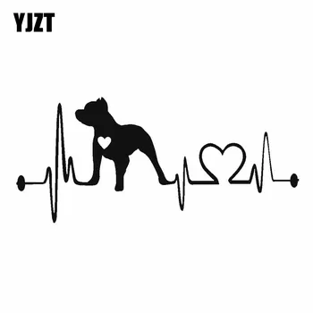 

YJZT 19CM*8.5CM Pitbull Heartbeat Lifeline Car Decoration Vinyl Decal Black/Silver C2-3143