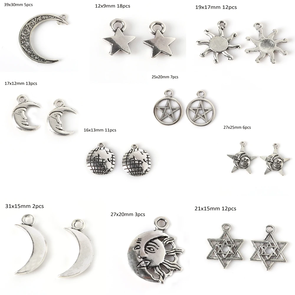 

Vintage Silver Charms for DIY Personalized Choker Necklace Bracelet High Quality New Style Lowest Price Star/Moon/Earth Pendant