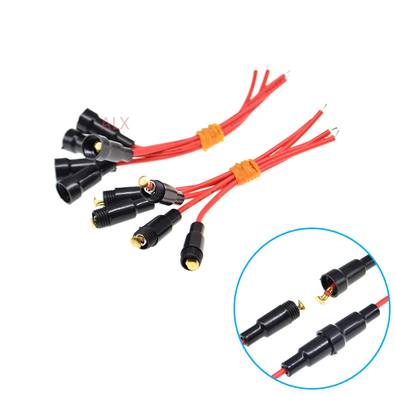 

5sets 5*20MM GLASS FUSE HOLDER Screw Type with 22AWG wire CABLE 5*20 insurance tube socket fuseholder for 5X20MM 5X20