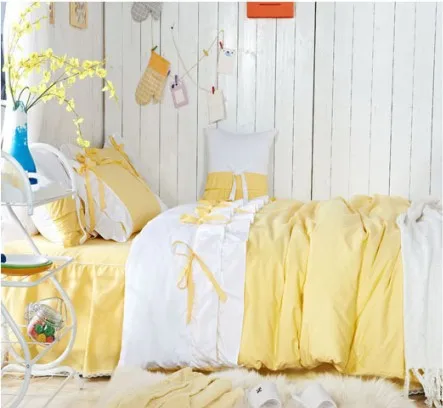 online shop sweet girl light yellow white fairy duvet cover bedding light yellow bed sheets