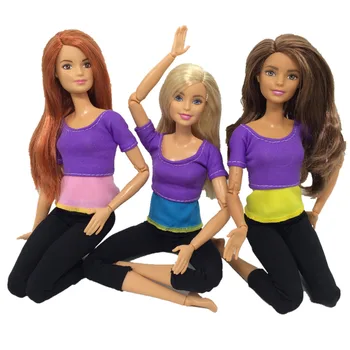 

NK One Pcs Newest Doll Yoga clothes Fashion Yoga Vest & Trousers Pants For Barbie Doll Accessories Hot sale Handmade Dresses DZ