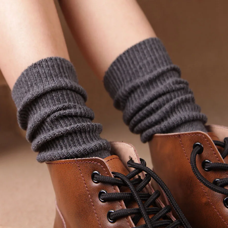 [COSPLACOOL] Японский Харадзюку мода конфеты цвет ретро носки без пятки для женщин осень зима толстые теплые хлопковые носки calcetines mujer - Цвет: 7