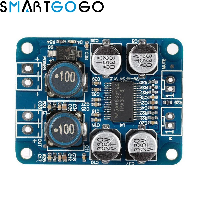 

DC8-24V TPA3118 PBTL 60W Mono Digital Audio Amplifier Board AMP Module Chip 1X60W 4-16 Ohms Replace TPA3110 For Arduino