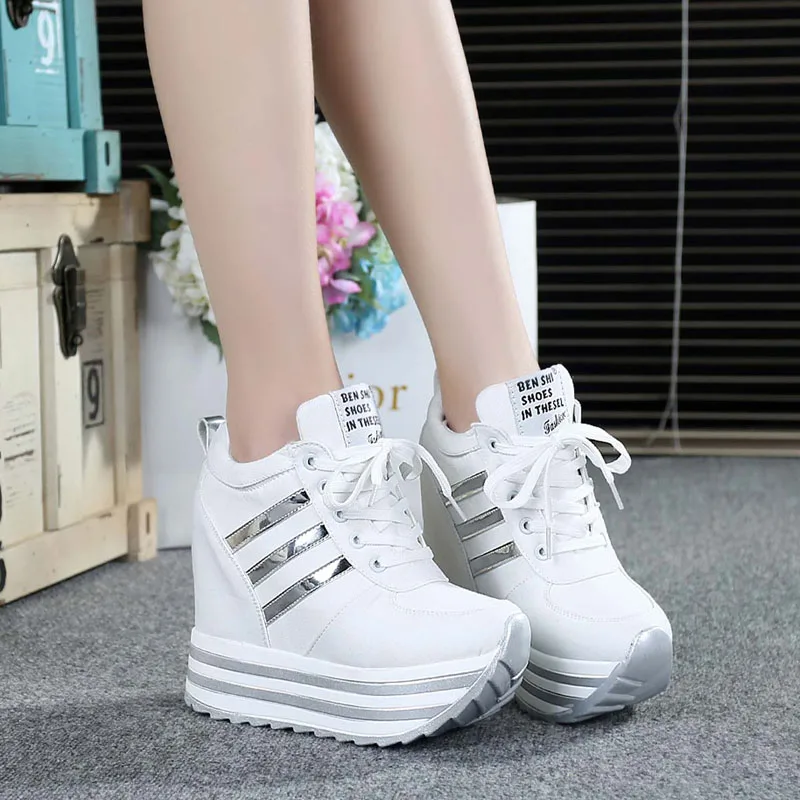 Women Wedged Sneakers Height Increasing Shoes 12CM Women High Platform