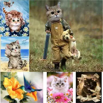 

2019 Diy 5D Diamond Embroidery Cartoon Cat 5d Diamond Mosaic Animal Diamond Painting Daimond-painting Great Gift To Family