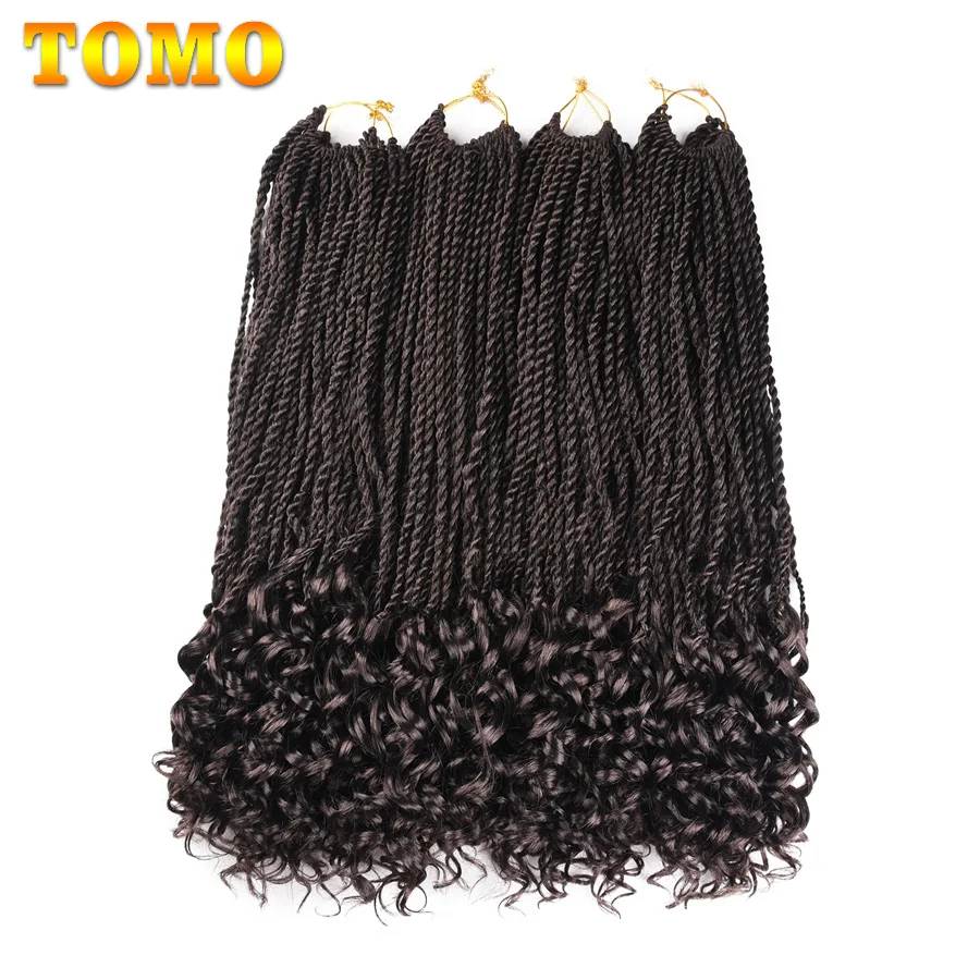 

TOMO 18Inch Synthetic Braiding Hair Extensions Curly Senegalese Twist Crochet Braids 30Strands High Temperature Fiber