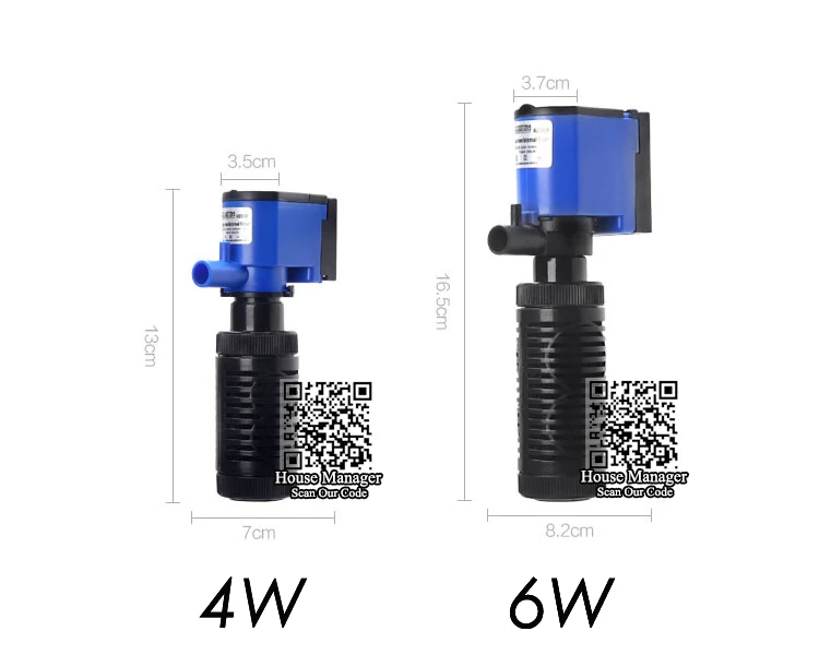 Аквариумный водяной насос для аквариума, для потока воды+ фильтрация+ увеличение кислорода воздуха, аквариумный погружной насос 4 Вт 6 Вт