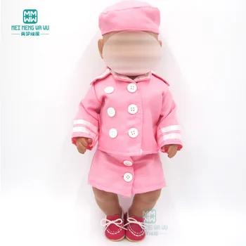

Clothes for dolls fits 43cm new born doll Accessories and American dolls Pink uniform Baby cartoon one-piece clothes