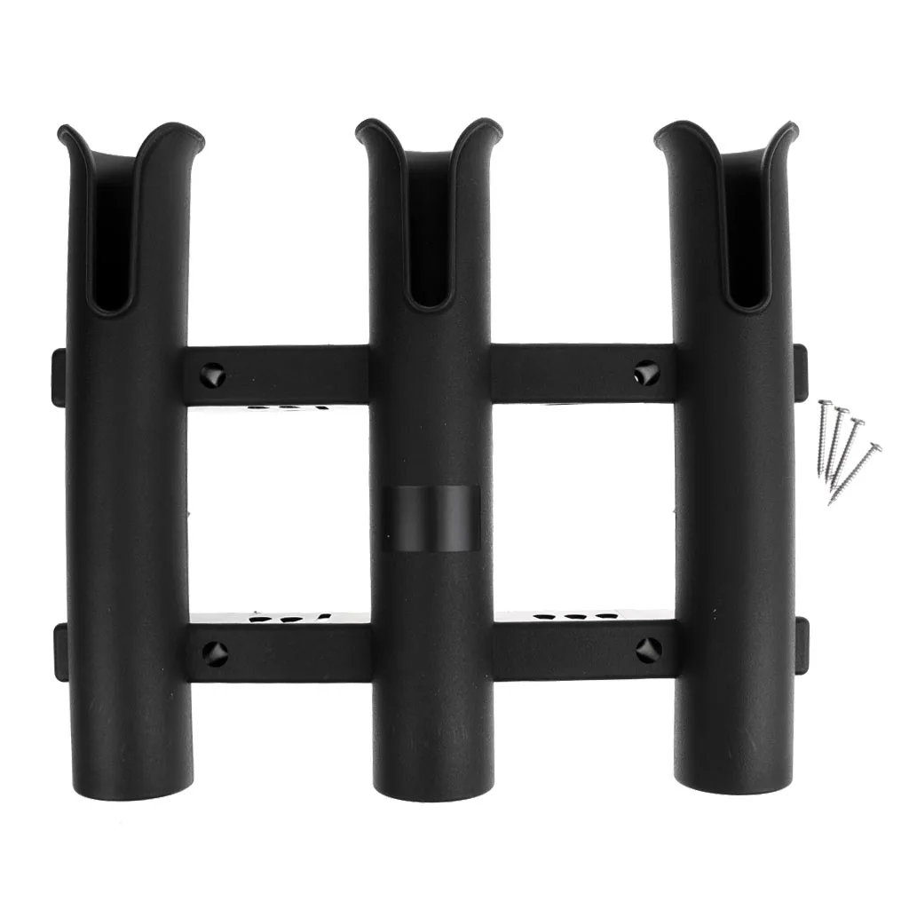 2 Pieces Black Plastic Boat Fishing 3 Link Rod Holder Vertical Tube Mount Pole Rest Socket Rack Pliers Lure Storage Organiser
