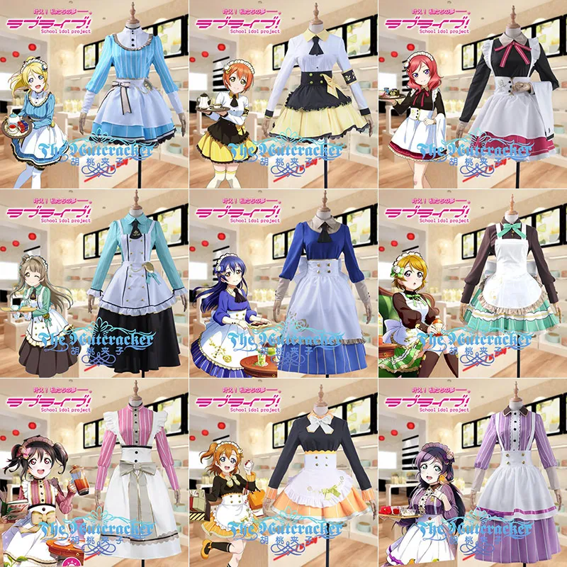 

Anime Lovelive!! Bouquet Tea Party Maid Awaken Dress Tojo Maki Kotori Rin Hanayo Eli Umi Honoka cosplay costume All Members Full