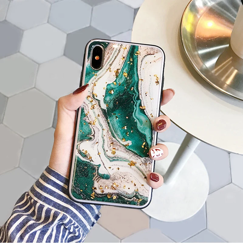 

Ranipobo Gold foils agate marble Case for iphone X XR XS XS Max Shiny soft silicone TPU case for iphone 6 6s 7 8 Plus case cover